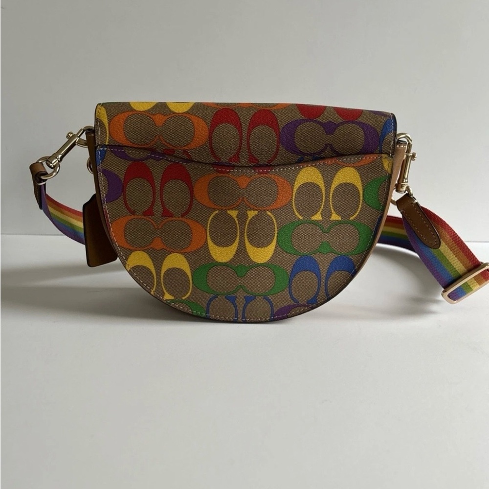 Coach Multicolor Signature Saddle Crossbody with Rainbow Strap